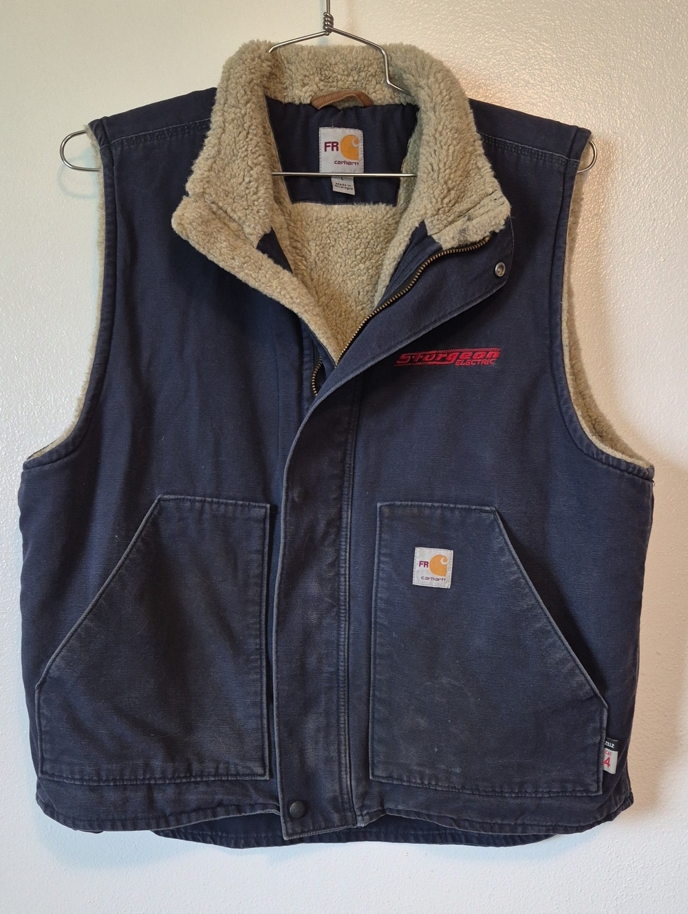 Carhartt Sherpa Lined Navy Canvas Work Best Vest Large